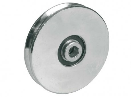 Parnells - 1 Stück 120 mm Stahl-Riemenrad - Torrad mit Runder Nut - 150 kg Tragkraft mit 62032rs-Kugellager + M12 x 40-Schraube und Muttern, Breite 17 mm - für 8 mm Draht oder Seil