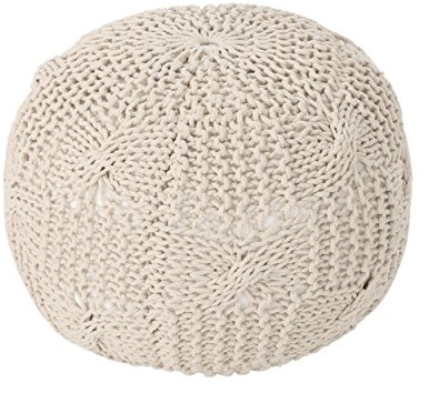 Christopher Knight Home Ansel Knitted Cotton Pouf, Beige