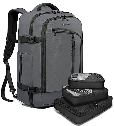 BanGe Travel Overnight Backpack,40-Liter FAA Flight Approved Weekender Bag Carry on Backpack…, Grey, 18.5Hx12.5Lx9.5W, Rucksack Backpacks