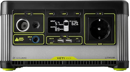 Goal Zero Yeti Tragbare Powerstation - Yeti 500X mit 497 Wattstunden Akkukapazität - Wiederaufladbarer Solargenerator für Camping, Reisen, Outdoor und Heimgebrauch