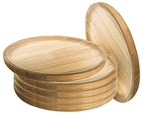 Artema Lot de 6 assiettes rondes en bois, diamètre 24 cm, lot de 6 assiettes de présentation, poulpe à la galicienne