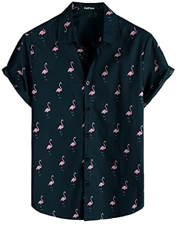 VATPAVE Mens Hawaiian Shirt Beach Summer Shirts | 100% Cotton, Short Sleeve Button Down, Casual Resort, Aloha Tropical Print, Regular Fit, Floral Pattern, Flower, Cruise