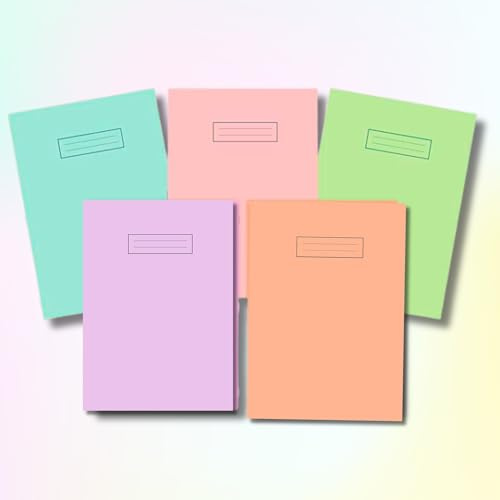 E&A Distribution Limited A4 Notebook Pastel Card Cover Exercise Books (1, 5, 10-Pack) - 80 Pages, 8mm Ruled with Margin, Eco-Friendly 75gsm Sugarcane Paper - School, Work, Writing Book (Pack of 1)