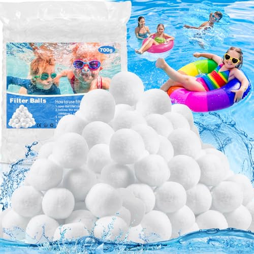 ZHHGOO 700g Bolas de Filtro de Piscina,Bolas de Filtro,Filtro de Piscina de Bolas de Limpieza,Filtro de Depuradora Piscina,Reutilizable Bolas Filtro de Arena, Limpiador de Piscinas Sistema de Filtro