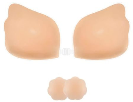Generic Invisible Strapless Push Up Bra, Nude, Stick On, Discreet, Reusable, B Cup