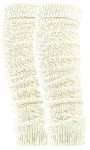 lavendel Jambières Femme en Laine Chaude - Lot de 2 Paires Chauffe-Mollets Tricot - Guêtres Hiver Automne Printemps - Manchons Jambes Combinables avec Collants Leggings