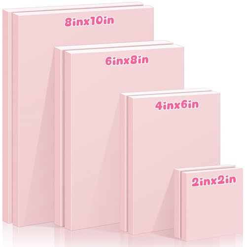 MotiMind 8 Pcs 4 Sizes Pink Rubber Stamp Carving Blocks Linoleum Block Soft Rubber Carved Bricks for DIY Printmaking Stamp Making and Craft Projects