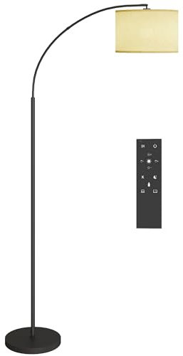 HOMCOM Lampada da Terra a LED Dimmerabile con Telecomando, Piantana Lampada con Luce Regolabile su 11 Colori di Temperatura e 11 Luminosità, Timer 60 Minuti, Paralume Girevole e Inclinabile, Nero