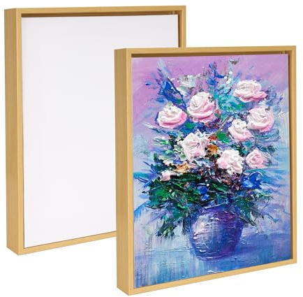 WeeGoo Lot de 2 Cadres Flottants en Toile de 25 x 30 x 3,5 cm, Cadre Flottant pour Toiles de 2,1 cm de Profondeur, Cadre Flottant en Toile pour Peinture Acrylique, Peinture à l'Huile, Salon