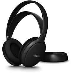 Philips SHC5000 Wireless TV Headphones with 30H Playtime, 30m Range, Digital 2.4G Connection, Over-Ear Comfort Fit, Replaceable Battery, Clear Dialogue Sound – Black