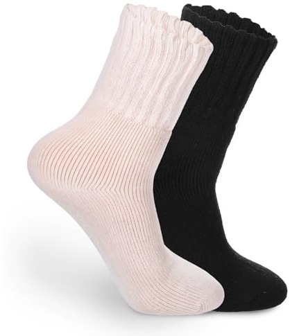 2 Pairs Thermal Socks for Women, Boot Socks for Women, Wool Winter Warm Thick Socks, Snowboard Socks, Full Cushioned Cosy Comfy Ladies Hiking Walking Boot Crew Sock for Hiking and Everyday Use, 4-8