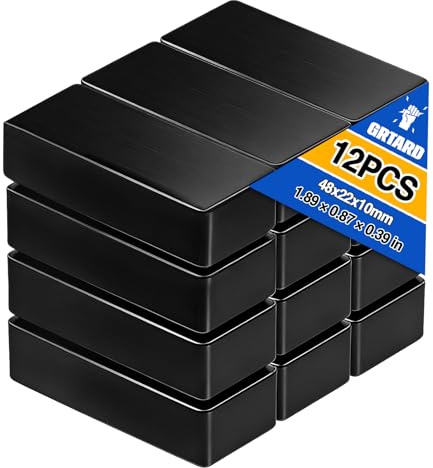 Grtard 12 Pack Strong Magnets Heavy Duty, 48x22x10mm Ferrite Magnet Blocks | Heavy duty magnets with strong holding power for tools, fridge, mounting, crafts, DIY projects, signs and workshop use