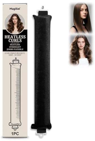 Rizador Pelo Sin Calor, Rizador sin calor, Rizos Sin Daños Térmicos, Rizos Cabello Ondas con Gancho, Persona Perezosa Herramientas para Rizar para Cabello Largo Medio Corto 1 Piezas