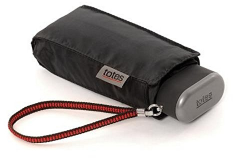 totes Miniflat 5 Section Thin Umbrella Black (New)