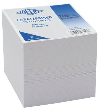 Wedo 27026540 Ersatzpapier (für Zettelbox holzfrei, 9,9 x 9,9 cm) 700 Blatt) weiß