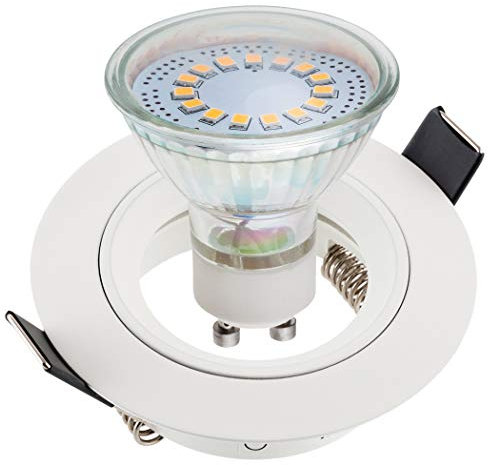 SEBSON Einbaustrahler rund Alu weiß inkl. GU10 LED Lampe 3,5W - Unterputz Decken Einbau Rahmen Lochdurchmesser 65mm