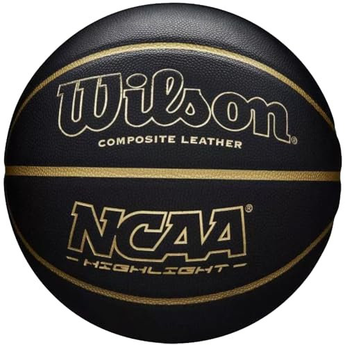 Wilson Men's NCAA Highlight 295 BSKT Basketball, Black/Gold, Official, 7
