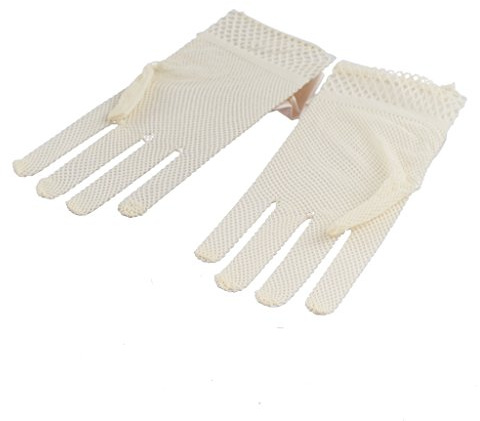 Injoyo - Guantes para niña de dama de honor o comunión,diseño floral con lazo de satén y gasa, color beige