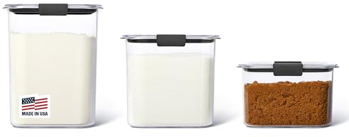Rubbermaid Brilliance Plastic Food Storage Pantry Baking Set of 3 Containers with Lids (6 Pieces Totat), Dishwasher Safe, BPA-Free