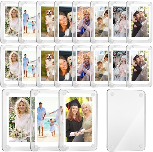 Remerry 24 Pcs Acrylic Fridge Magnetic Frames for Photos Compatible with Polaroid Instax Mini Pictures Double Sided Clear Fridge Magnetic Frame for Family Friend Class of 2026, 2.36 x 3.54 Inch