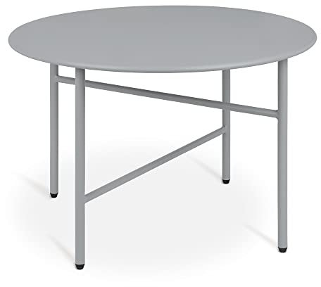 bomoe Beistelltisch Outdoor Gartentisch Rund Ø 53 cm Tischplatte Kratzfest – Stabiler Wohnzimmer Couchtisch Leicht In- & Outdoor Balkon Tisch Terrasse – Grau Nachttisch Bett Schlafzimmer Finn