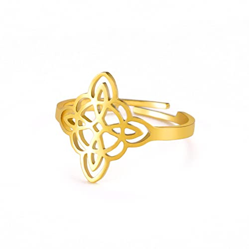 Dreamtimes Anneau Nœud Sorcière Celtique Quaternaire Acier Inoxydable Réglable Bijou Amulette Cadeau
