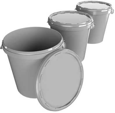3 cubos con tapa, 30 litros, fabricados en Alemania, aptos para alimentos, estables, herméticos, cubo de almacenamiento para guardar alimentos, suministros de oficina, habitación infantil, hogar
