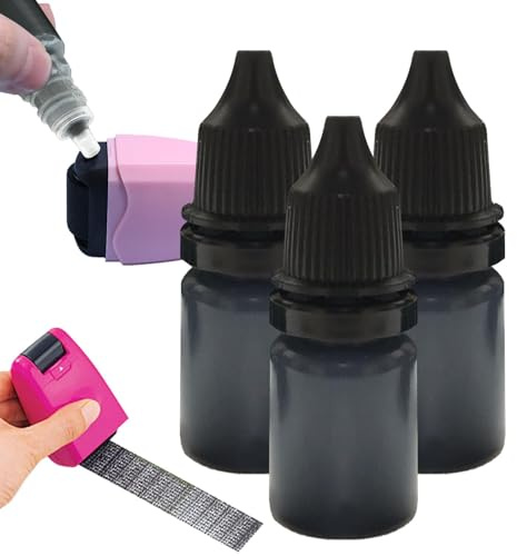 Uhngw Tinta negra para sellos,Tinta negra para sellos | Tinta de repuesto para sellos multiusos,Tinta para sellos fácil de usar de 10 ml, accesorios de sellos livianos para sobres, bolsas de