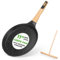 NutriChef Crêpière Antiadhésive 28 cm – Poêle à Crêpes Induction avec Répartiteur Bois, Revêtement Marbre, Manche en Bakélite & Bois, Facile à Nettoyer, Résistante aux Taches (Marbre Noir)