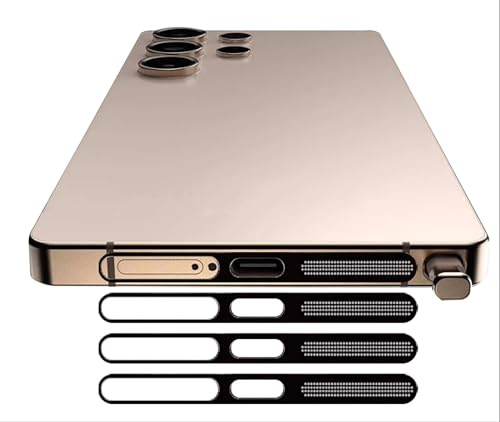 GIOPUEY Mesh Staubdichter Aufkleber für Samsung Galaxy S25 Ultra, 3 Stück Integrierter Schutzlautsprecher und Ladeanschluss,Anti Dust - Black