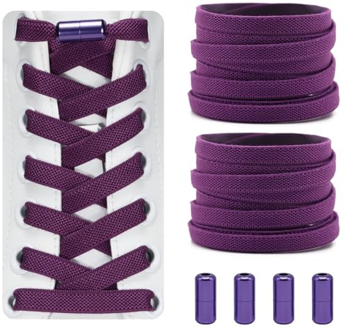 Dafannis Cordones Elásticos - Cordones Zapatillas Deporte - Cordones Elasticos Niños, Adultos - 2 Pares Cordones Sin Atar - 8 mm de Ancho, con Cápsula de Metal, 120cm