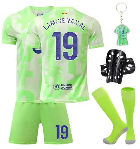 Pardofelis Trikot Fussball Jungen, Fußball Trikot Kinder Football Trainingsshirt Jersey, Fussball Trikot mit T-Shirt Shorts Socken und Schienbeinschoner Set (Grün, 26)