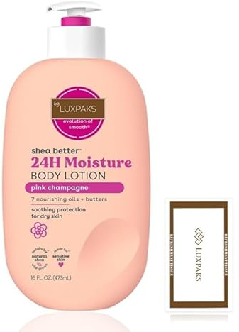 Body Care Set: E.O.S. Pink Champagne Lotion + LUXPAKS Wipe | E.O.S. Lotion, Pink Champagne, Shea Butter, Vegan, 24-Hour Moisture, Body Care