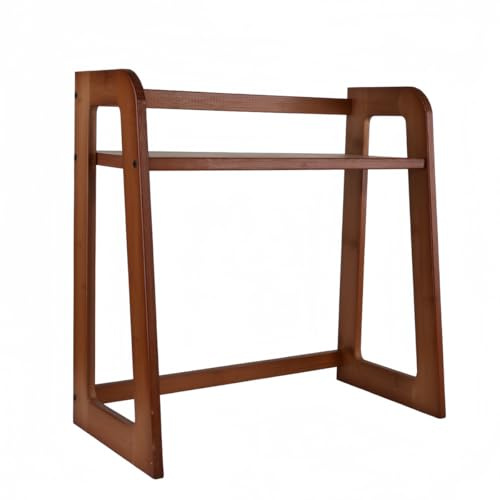 XIKEMADI Natural Bamboo Coffee Station Organizer, 2-Tier Wooden Kitchen Counter Shelf for Bar Accessories, Multi-Functional Countertop Storage Rack for Syrup Bottles & Coffee Essentials (Dark Brown)