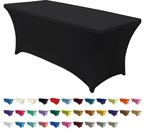 ABCCANOPY 6FT Spandex Table Cover, Stretch Fitted Tablecloth, Black