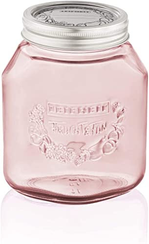 Leifheit Einmachglas 3er Set 1,0 L Tender Rose, Weckglas mit Deckel ideal für Eingemachtes und Selbstgemachtes, dekoratives Vorratsglas, spülmaschinengeeignet, Marmeladenglas, Einkochglas, rund, rosa