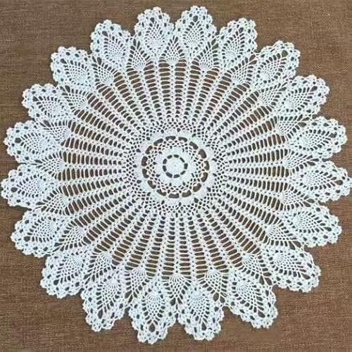 Yizunnu Retro-Tischdecke, rund, Spitze, handgefertigt, gehäkelt, Baumwolle, Tischdecke/Abdeckung, 90 cm, Baumwolle, weiß, 90cm Round