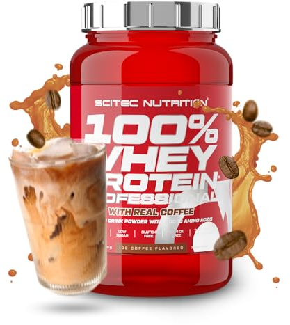 Scitec Nutrition 100% Whey Protein Professional - Angereichert mit zusätzlichen Aminosäuren und Verdauungsenzymen - Glutenfrei - Palmölfrei, 920 g, Eis Kaffee