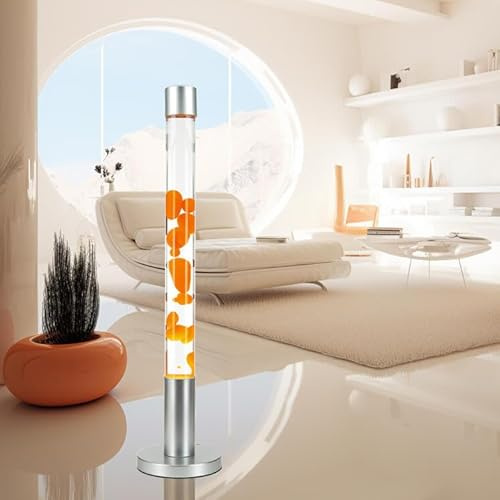 XXL lámpara de lava grande, lámpara de pie, lámpara retro naranja, 76 cm, incluida bombilla, G9 50 W con interruptor de cable, cálida, activa, atmosférica, lámpara volcán