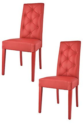 t m c s Tommychairs - Set 2 sillas Chantal para Cocina, Comedor, Bar y Restaurante, solida Estructura en Madera de Haya y Asiento tapizado en Polipiel roja