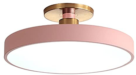 Makaron rund LED-taklampa, moderna taklampor i smidesjärn, halvinfällda taklampor för barnrum, sovrum, hall, rosa +3 färgbelysning-30 cm 18 W