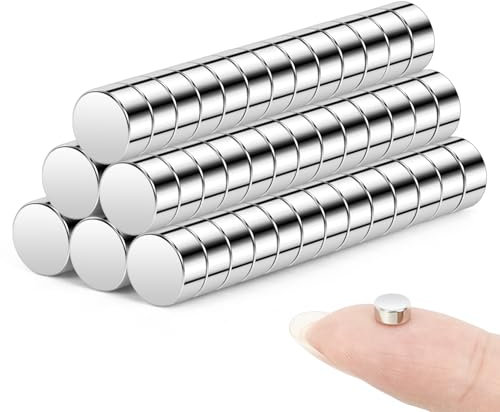 Wzone 6x3mm Magneti al Neodimio, 80Pcs Rotondo Potenti Magneti Piccole Forti Calamite per Frigorifero, Lavagna Bianca, Fai Da Te