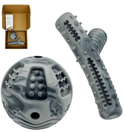 Pawfect Family® interaktives Naturkautschuk Leckerli Spielzeug Set für Hunde – Interaktiver Ball & Kauholz