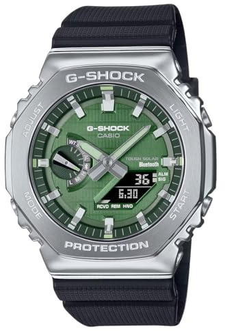 G-Shock Casio G-Steel Solar Connected Green Dial Black Resin Strap Watch - GBM2100A-1A3