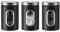 kiss me 3 Pack Tea Coffee and Sugar Canisters Set, Stainless Steel Biscuit Tin Kitchen Canisters Set With Visible Window For Home, Kitchen, Counter (Black)