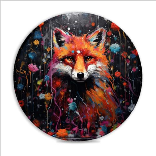 Gaming Mouse Pad Animal Fox Portable (11.8-inch) Heat-Resistant Spill-Proof Desk Mat 360° Smooth Tracking for Esports, Compact for Travel Gaming Setup