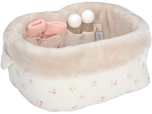Arias Elegance Baby Basket with Accessories, 10 x 1 cm, Includes Sponge, Dummy with Chain, One Nappy, One Pair of Socks, Two Magic Bottles and Two Bottles, Toy for Children from 3 Years (ARI6334)