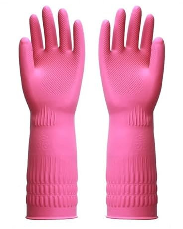 MWAHJU Guantes De Limpieza Guantes largos de goma for lavar platos, 3 uds., for limpieza de cocina y hogar, reutilizables, flexibles, duraderos y antideslizantes Para Uso DoméStico(Pink,M)