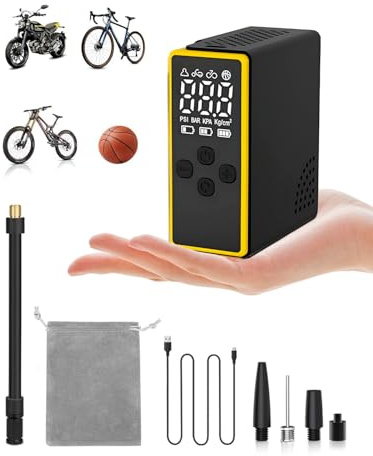 Victoper Pompa per Biciclette Digital 150Psi, Ricaricabile USB-C, Ultra Portatile con Display LCD Pompa Elettrica per Biciclette e Monopattini, 5 Modalità Smart, Montaggio Rapido senza Strumenti