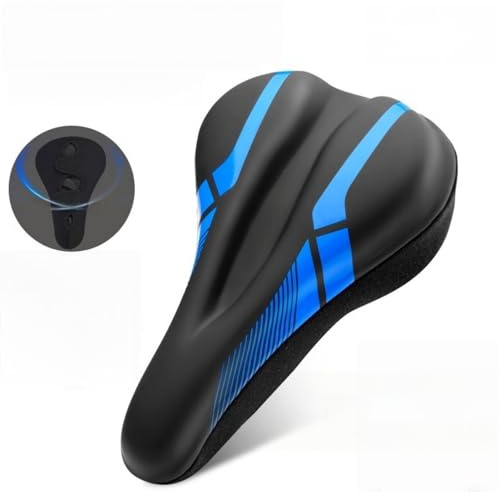 ROSSRORE Bike Seat Cover, Gel Padded Bicycle Seat Cushion for Men Women, Extra Soft Exercise Bike Seat Cover Compatible with Peloton Spin & Stationary Bikes, Waterproof Breathable Non Slip Saddle Pad